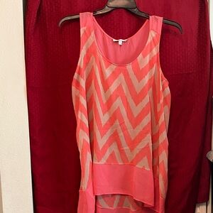 Moa Moa Coral and Cream Chevron Women’s Elegant Blouse.